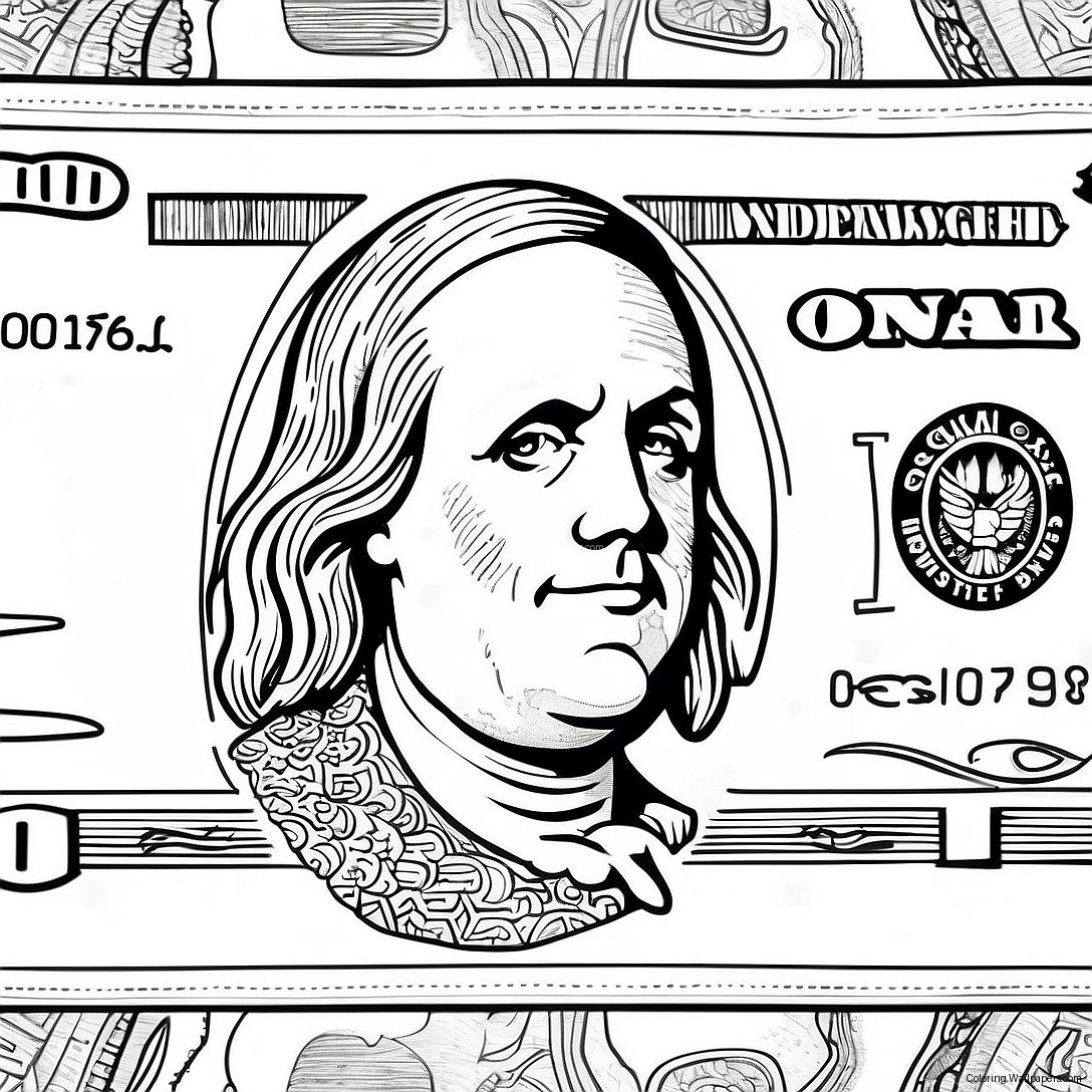 100 Dollar Bill Coloring Page 38985