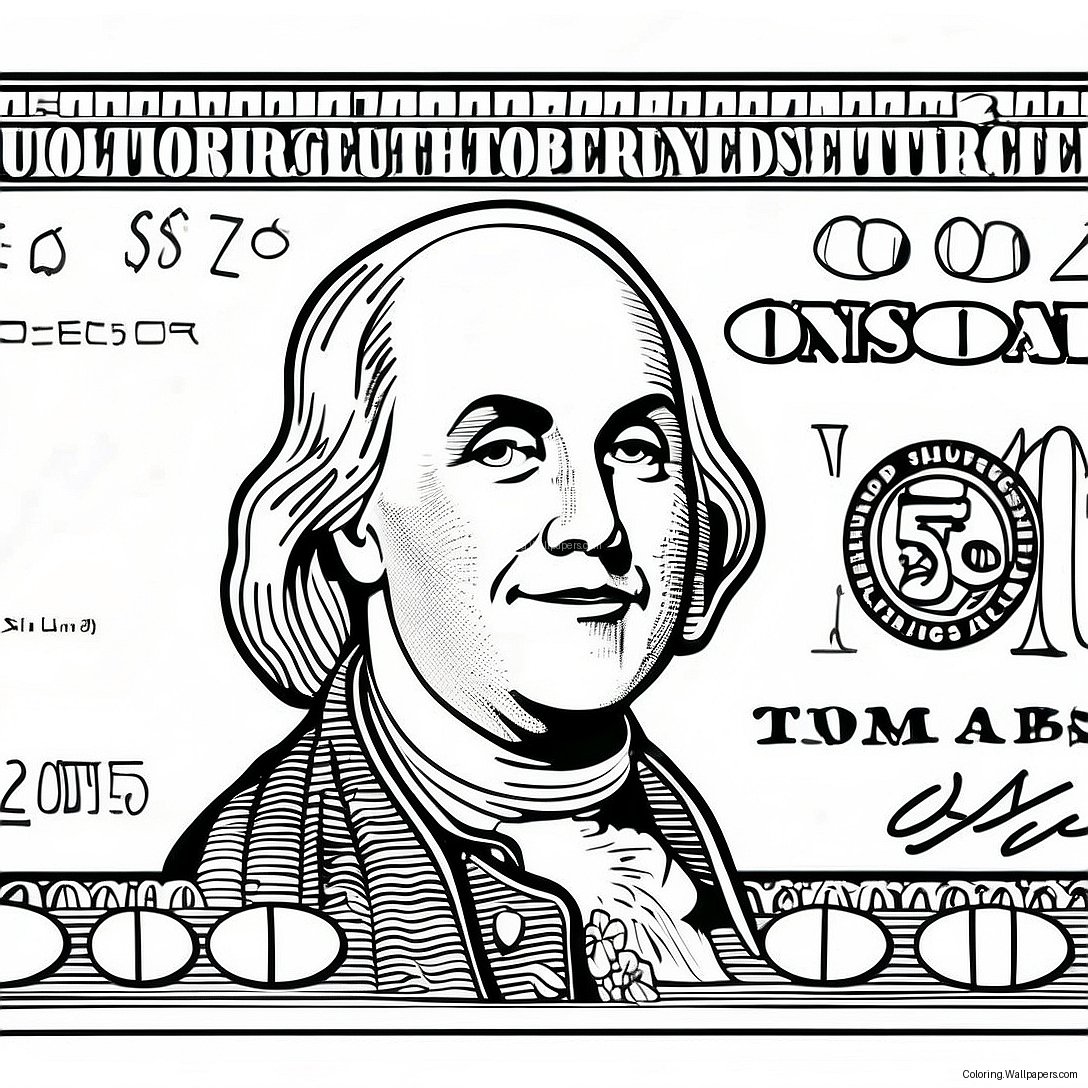 100 Dollar Bill Coloring Page 38988