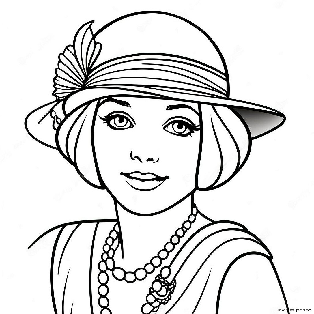 1920s Flapper Girl Coloring Page 42771