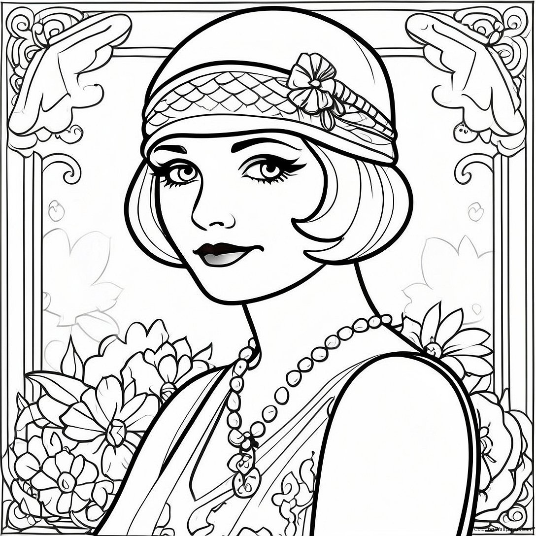 1920s Flapper Girl Coloring Page 42772