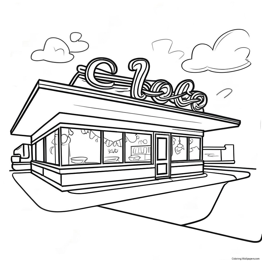 1950's Vintage Diner Coloring Page 33741