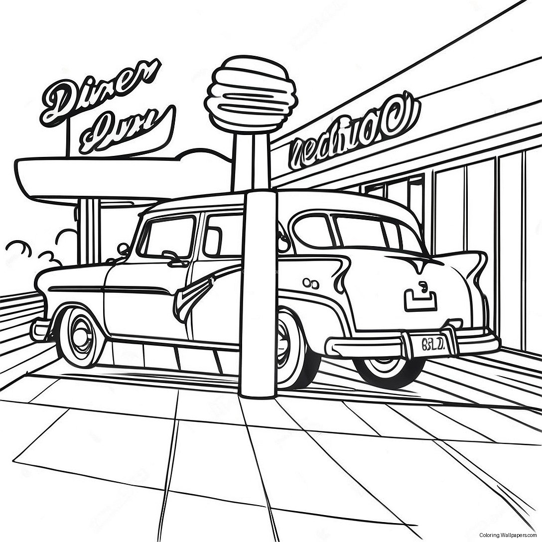 1950's Vintage Diner Coloring Page 33742