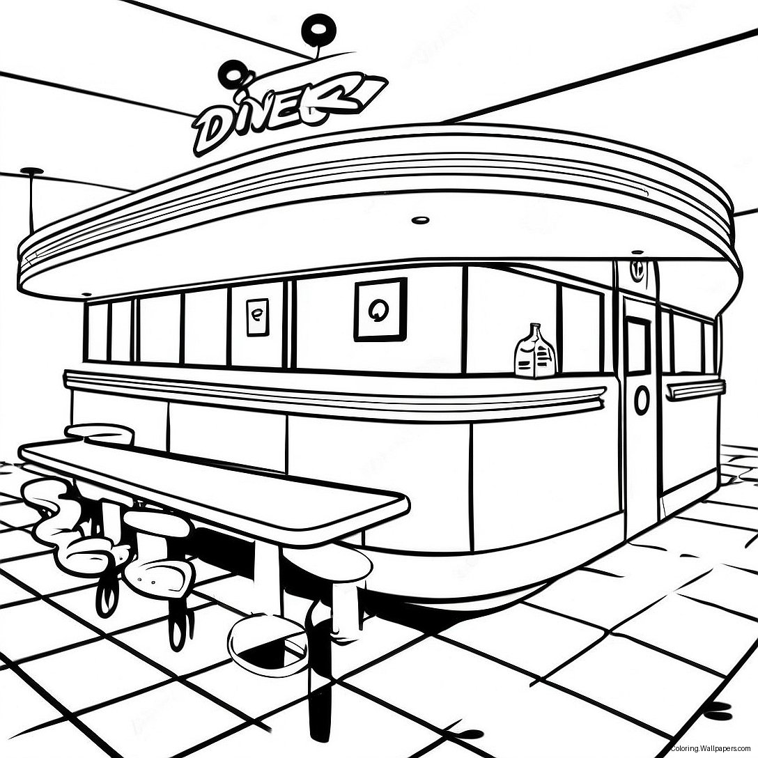 1950's Vintage Diner Coloring Page 33743