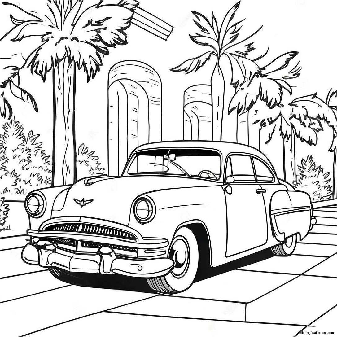 1950s Classic Car Coloring Page 13438