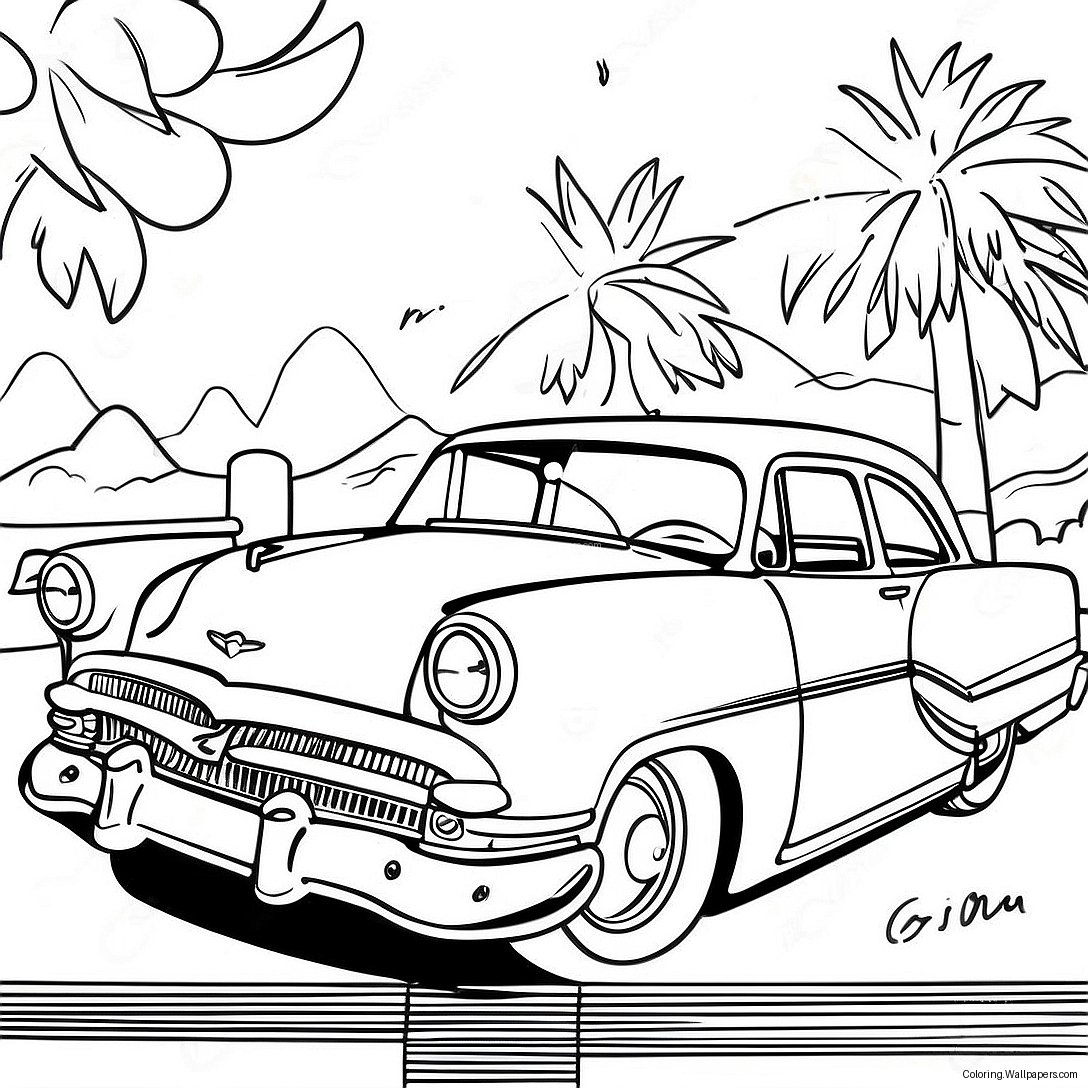 1950s Classic Car Coloring Page 13439