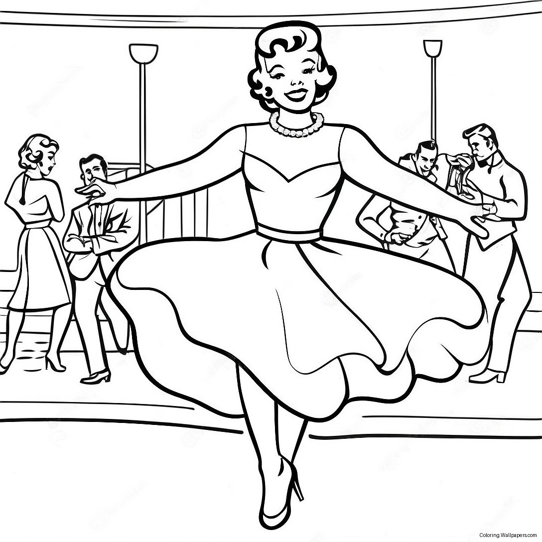 1950s Rock And Roll Dancer Coloring Page 13443