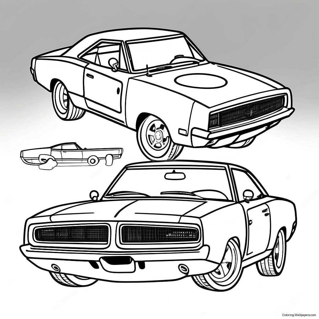 1969 Dodge Charger Classic Muscle Car Coloring Page 33806