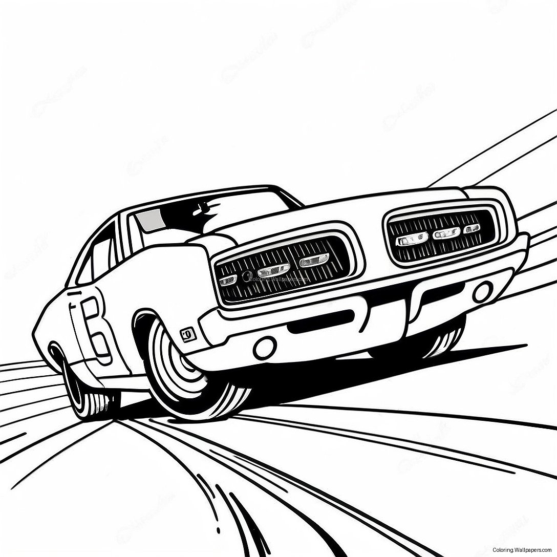 1969 Dodge Charger Racing Action Coloring Page 33800