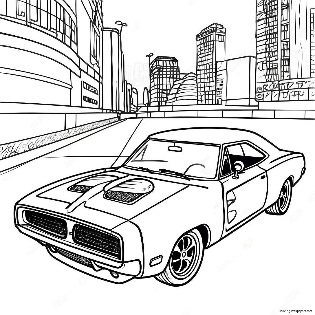 1970 Dodge Charger Racing Målarbok 38951