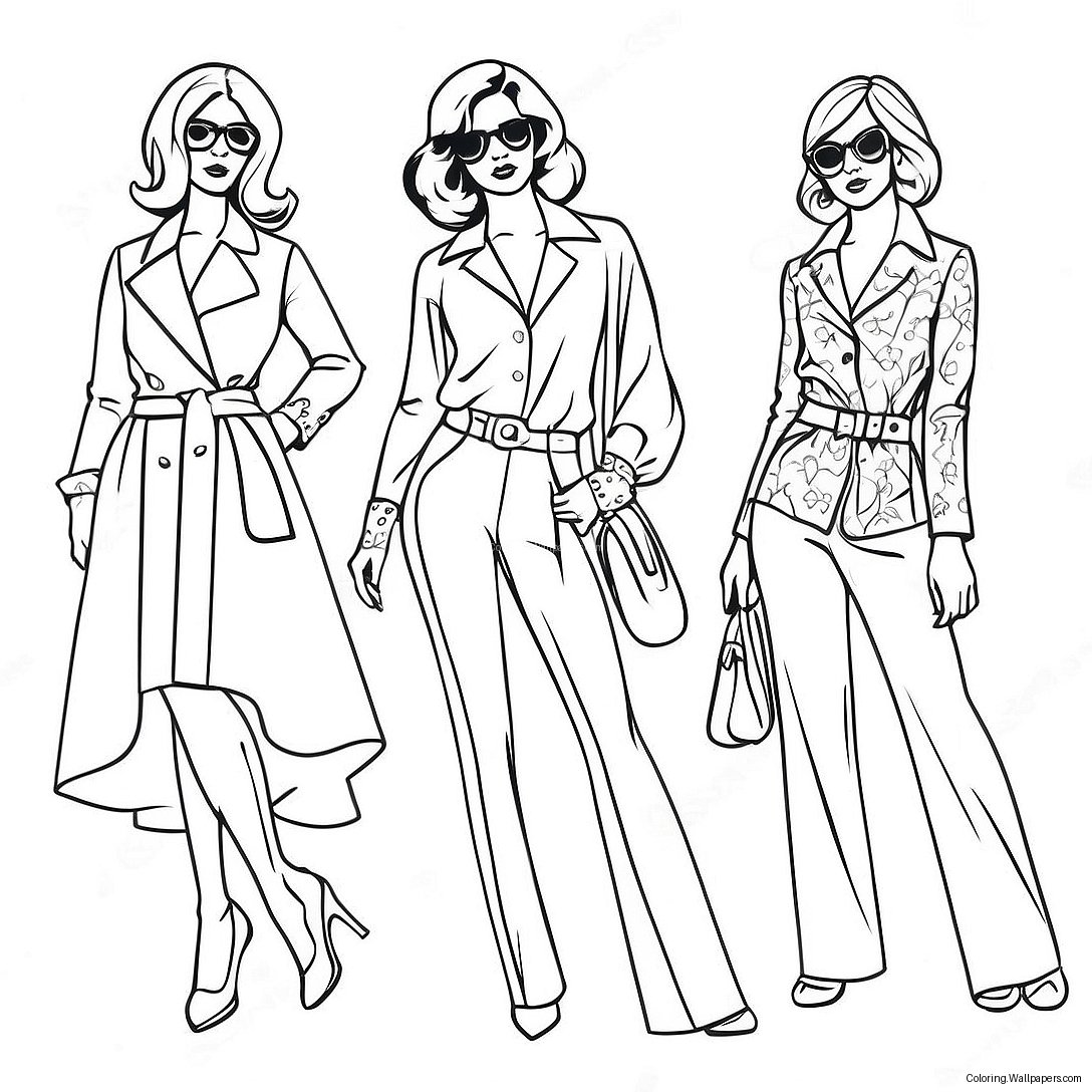 1970s Retro Fashion Coloring Page 53308