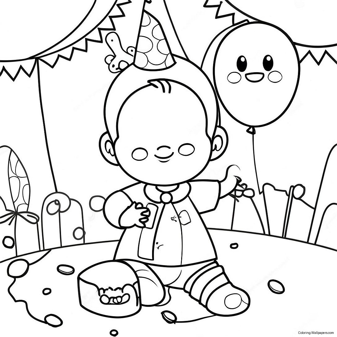 1st Birthday Celebration Coloring Page 43801