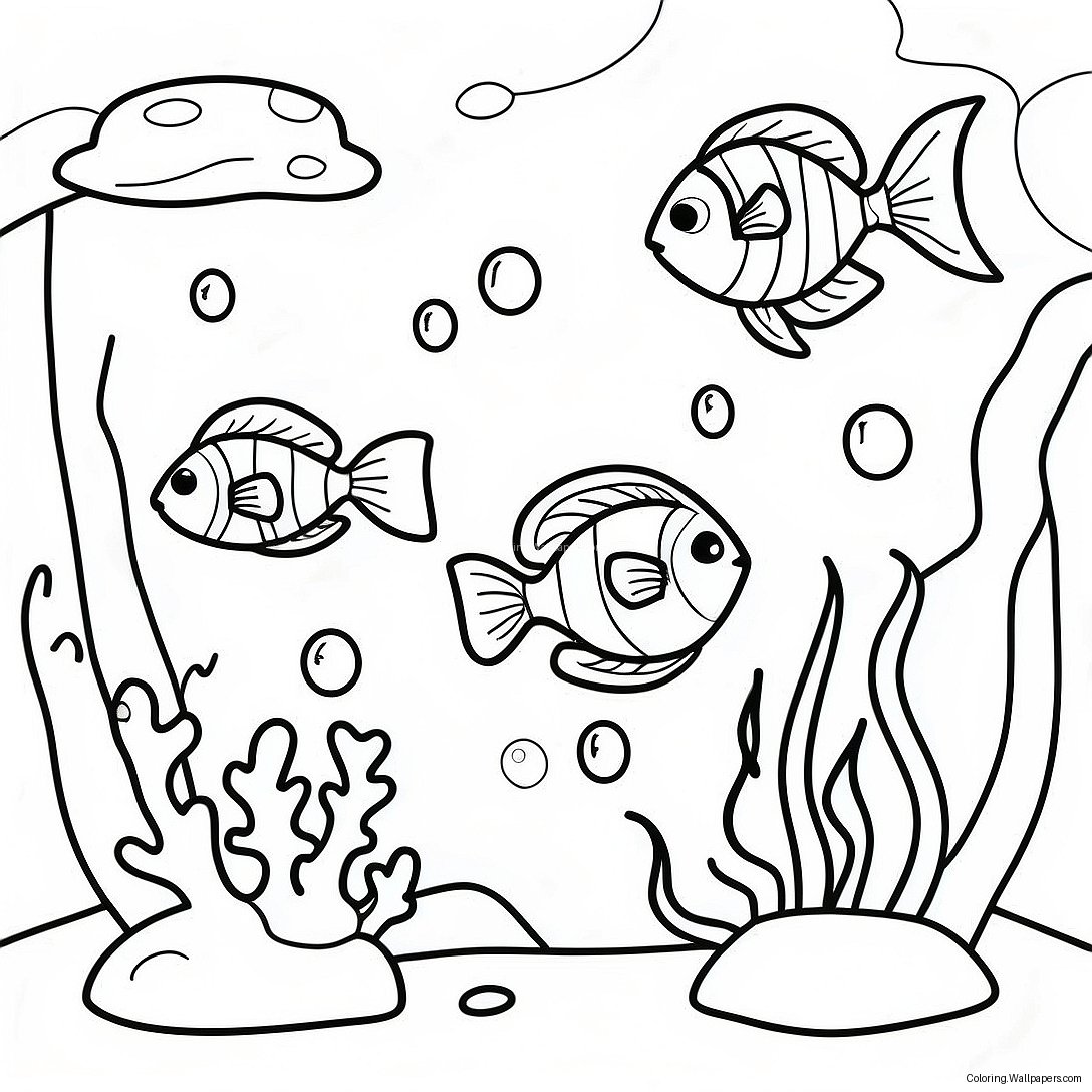 1st Graders Colorful Underwater Scene Coloring Page 15795