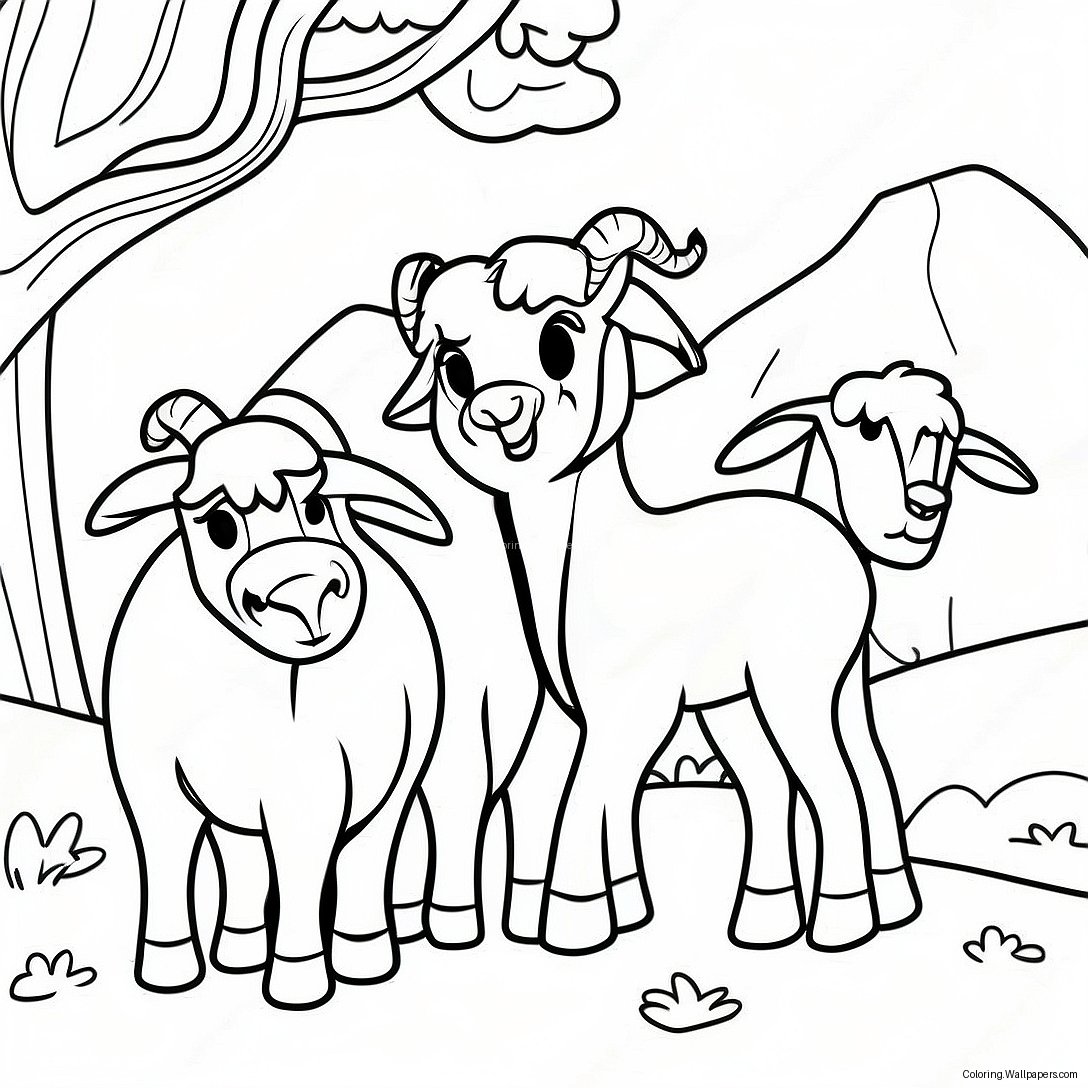 3 Billy Goats Gruff Coloring Page 22998