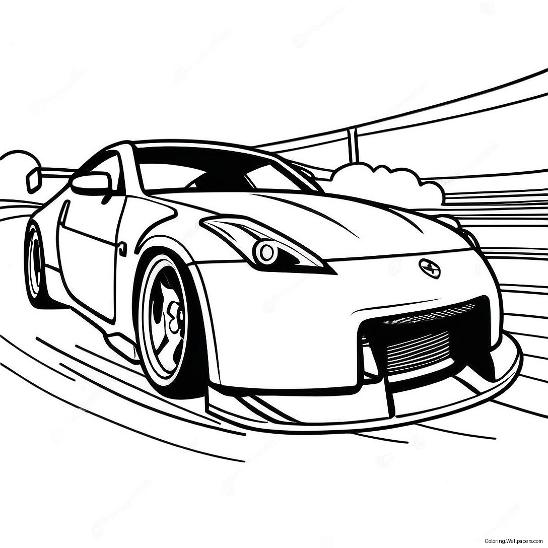 350z Racing Car In Motion Coloring Page 48636