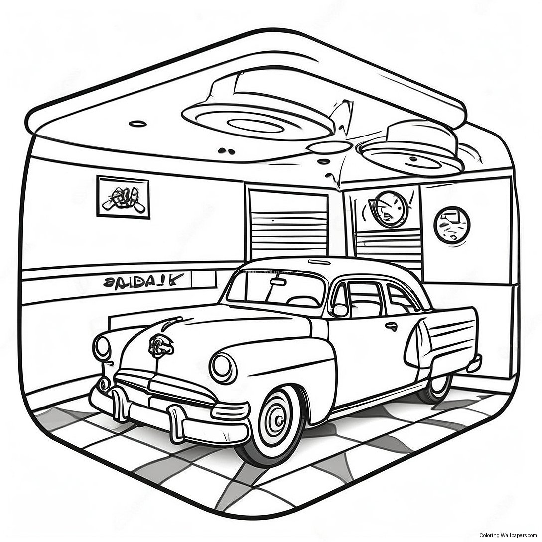 50s Retro Diner Coloring Page 28664