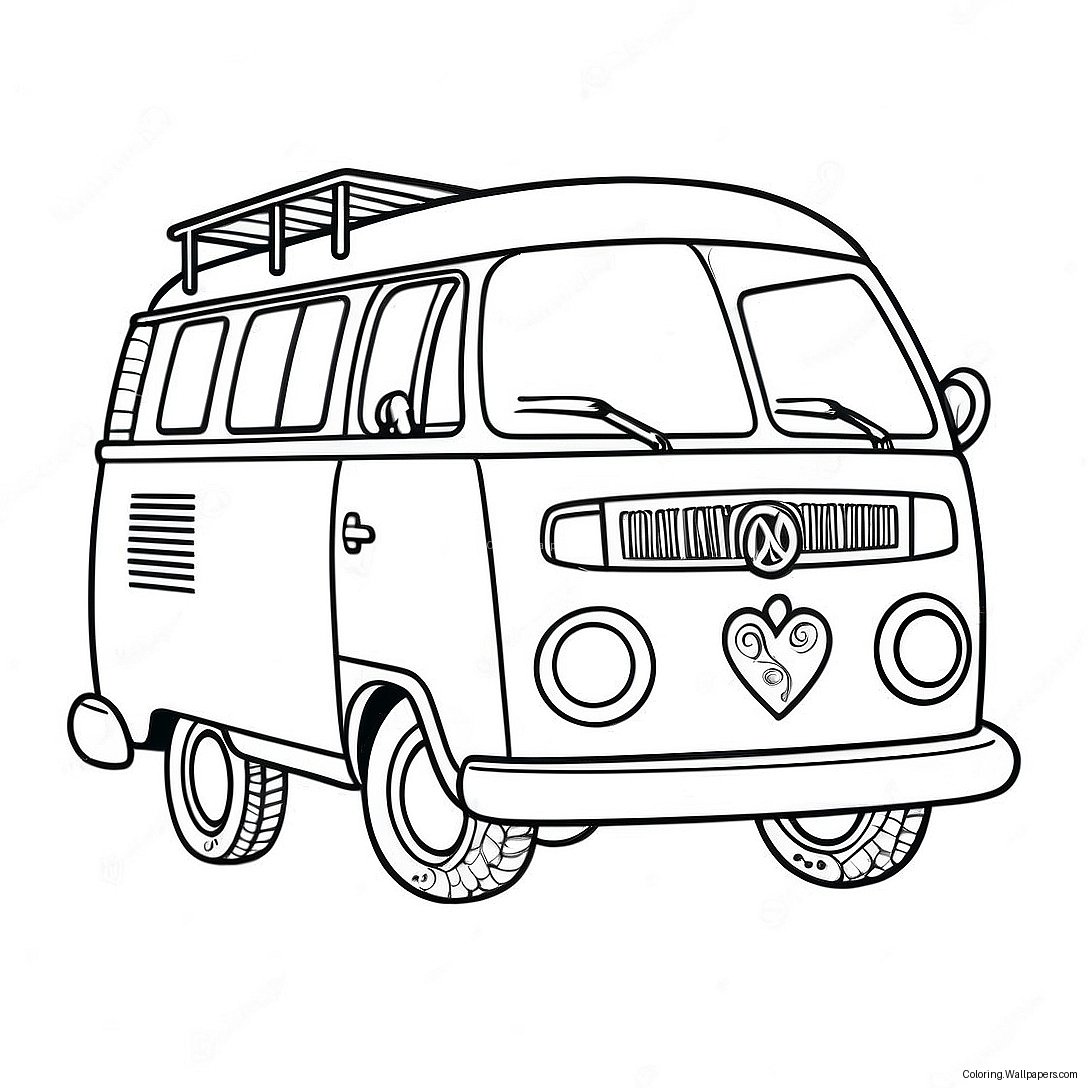 60s Hippie Van Coloring Page 21321