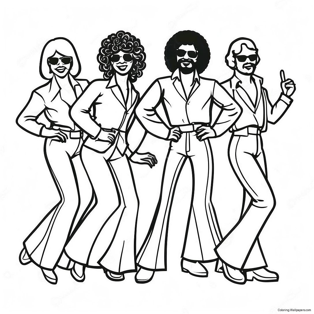 70s Funky Disco Dancers Coloring Page 9910