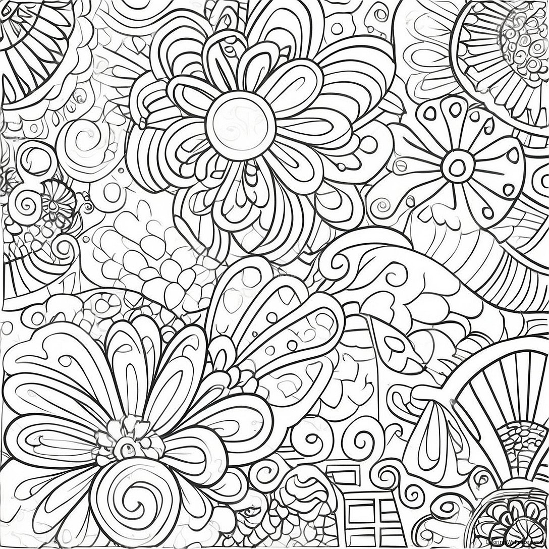 70s Retro Patterns Coloring Page 9921