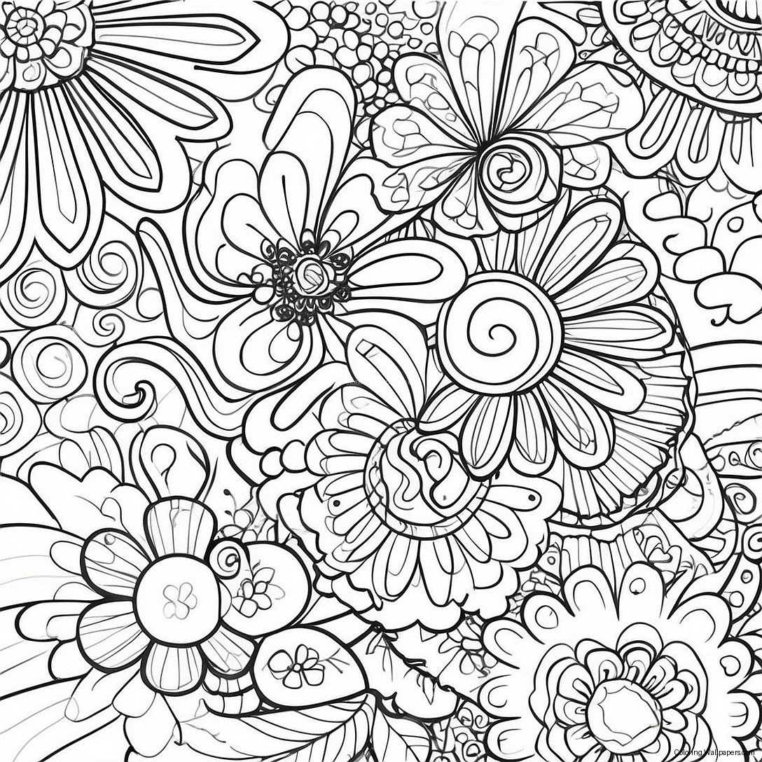 70s Retro Patterns Coloring Page 9924