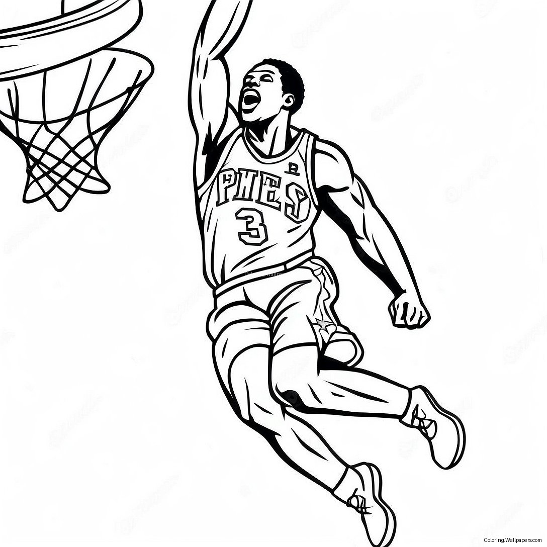 76ers Basketball Player Dunking Coloring Page 14893