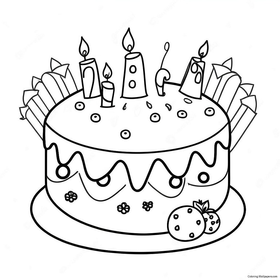 7th Birthday Cake Coloring Page 37194