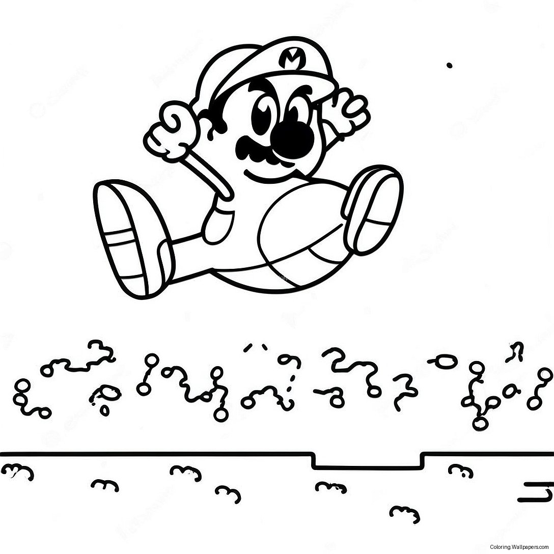 8 Bit Mario Hyppäämällä Goomban Yli Värittämissivu 4365