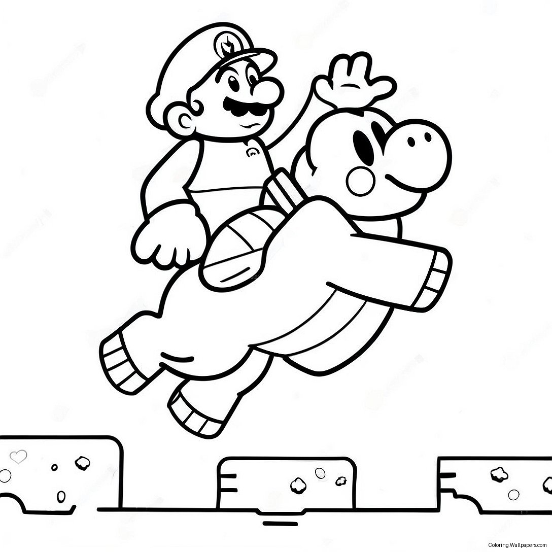 8 Bit Mario Jumping Over Goomba Coloring Page 4366