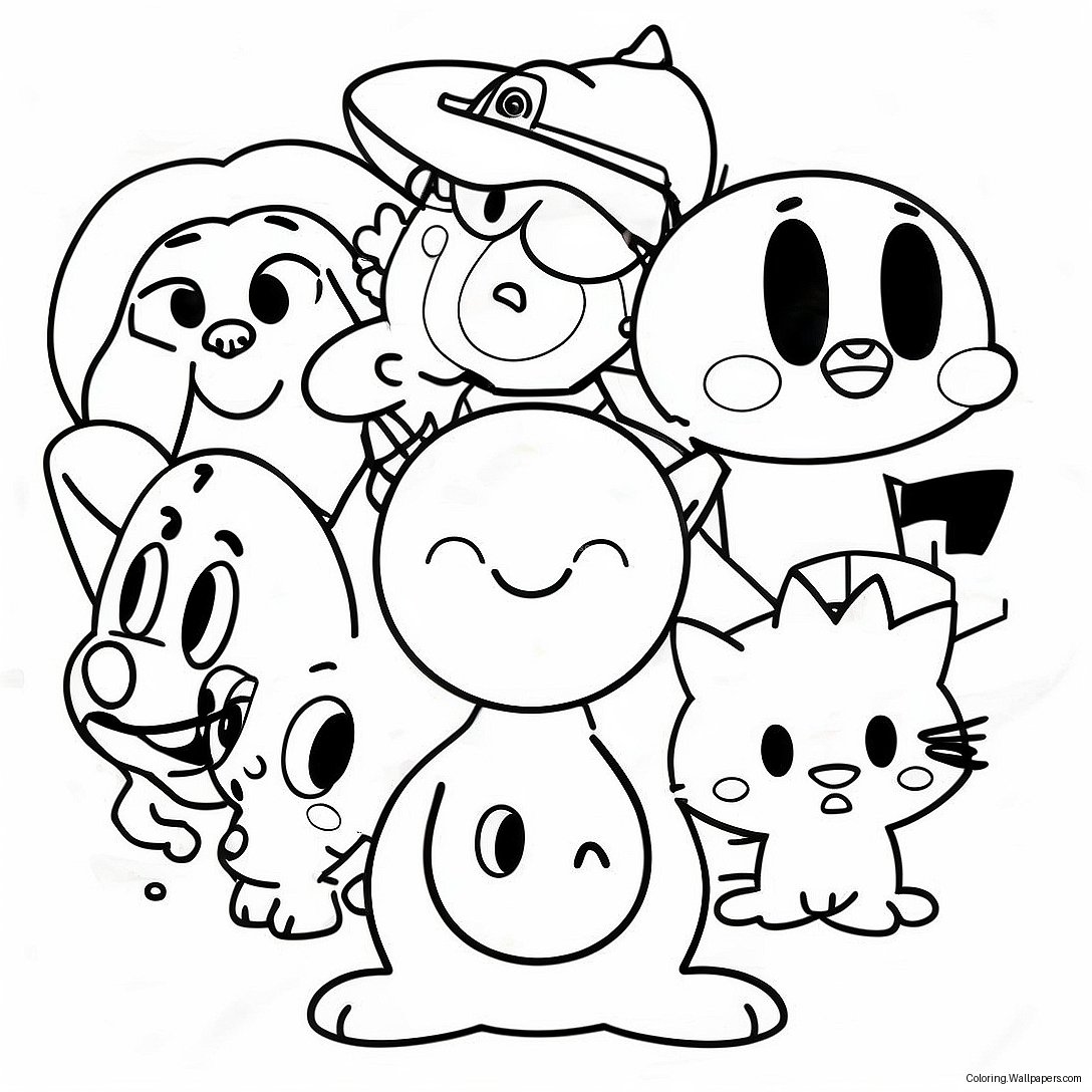 90s Cartoon Characters Coloring Page 7752