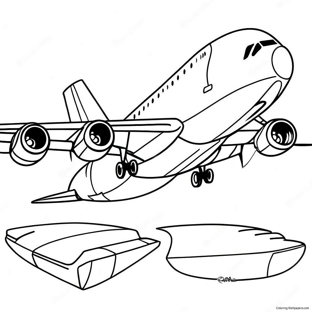 A380 Flygplan I Flygning Målarbild 12846