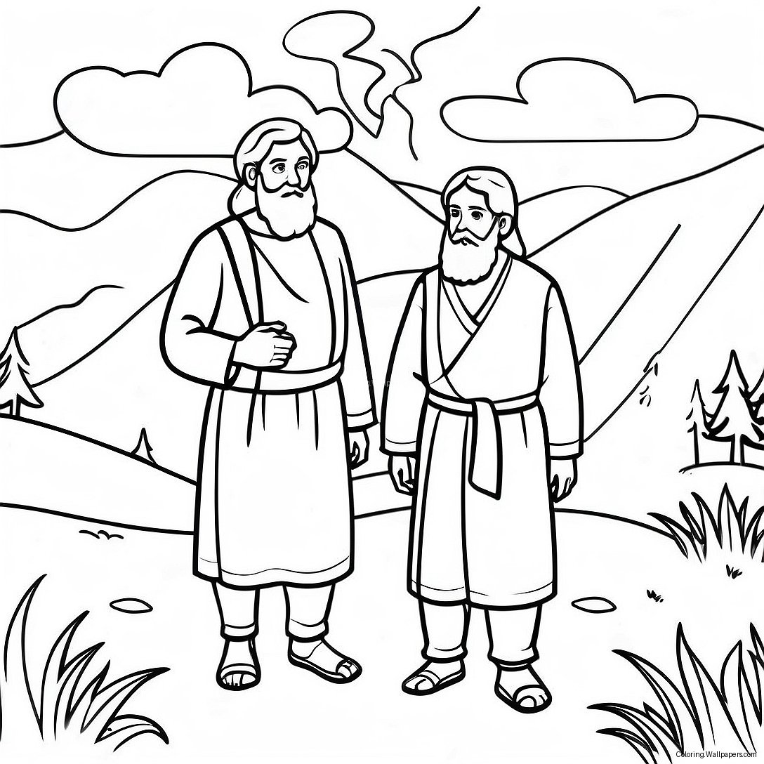 Abraham And Isaac In The Beautiful Landscape Coloring Page 10038