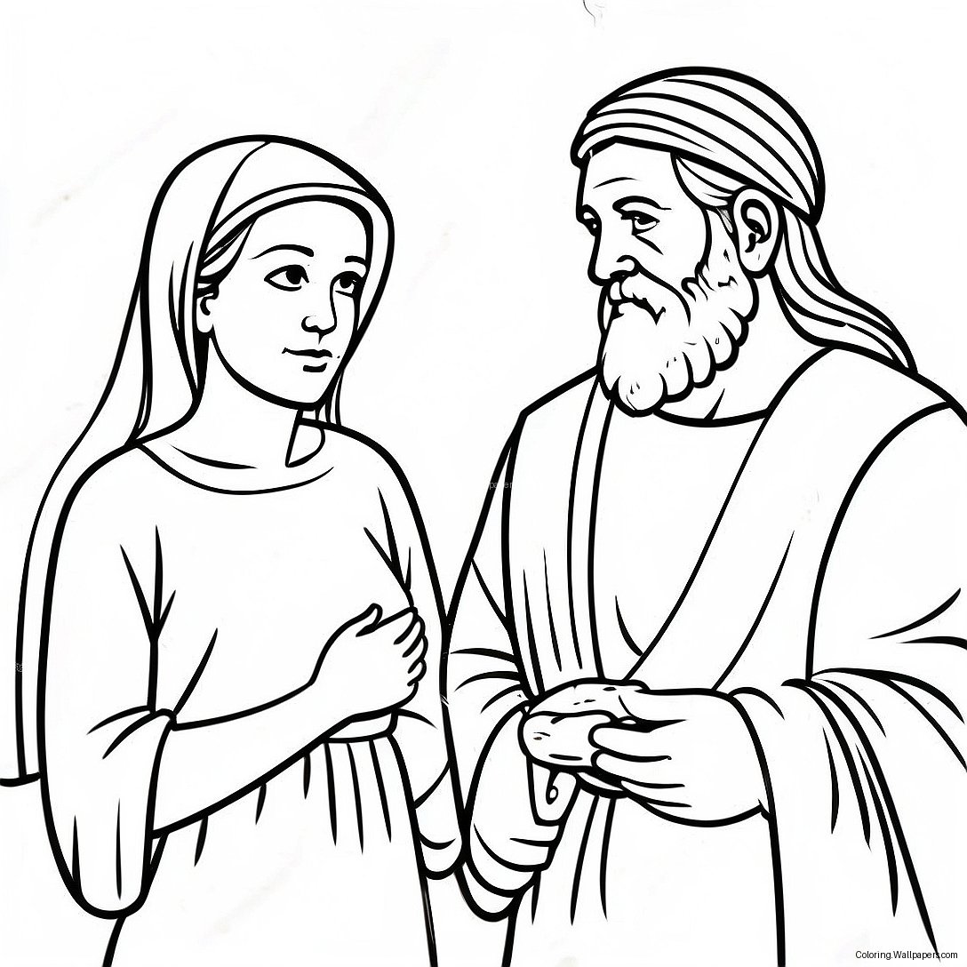 Abraham And Sarah Biblical Scene Coloring Page 55514