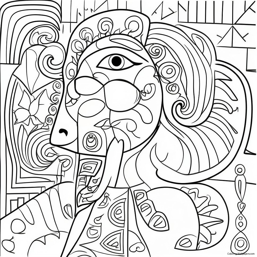 Página Para Colorear En Estilo Abstracto De Picasso 13799