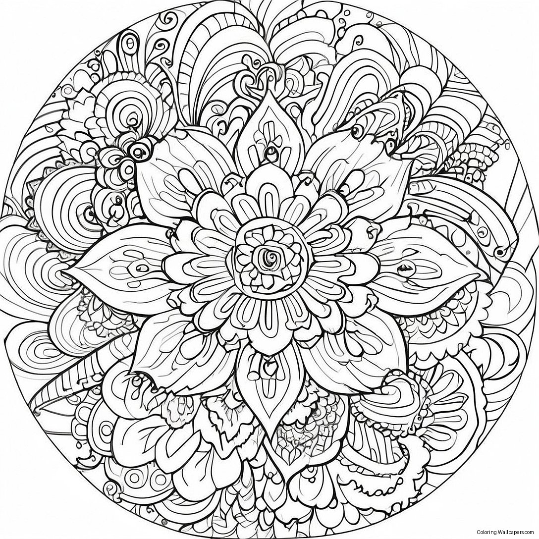 Abstract Stress Relief Mandala Coloring Page 40461