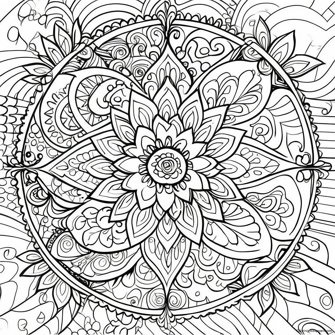 Abstract Stress Relief Mandala Coloring Page 40463