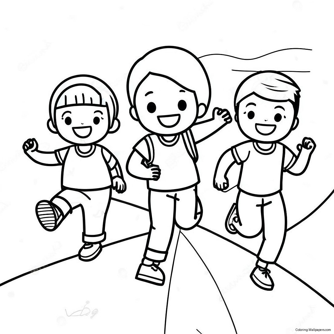 Active Kids Exercising Coloring Page 46688