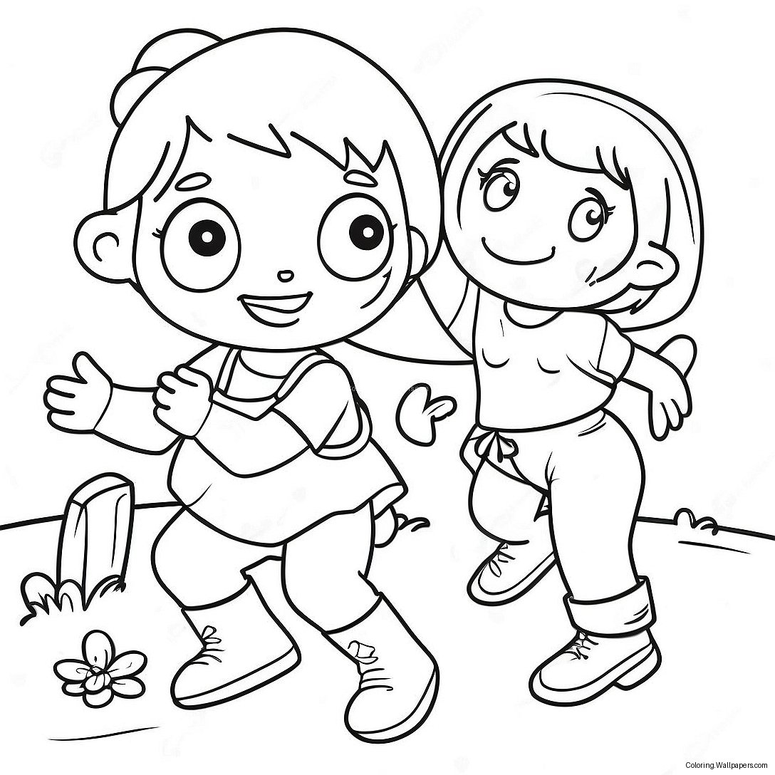 Adley Playing With Friends Coloring Page 4212