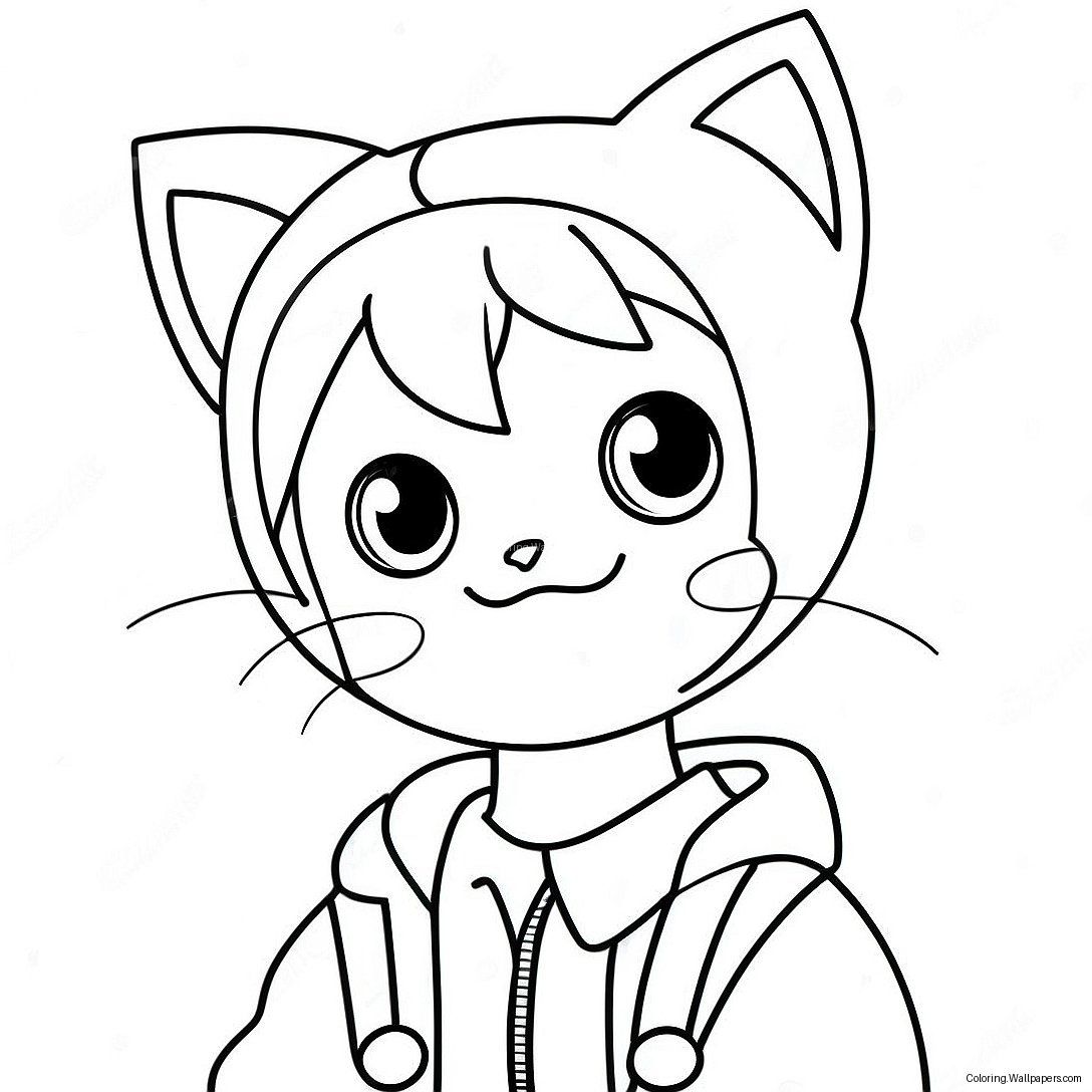 Pagina Da Colorare Di Un Ragazzo Anime Adorabile Con Orecchie Da Gatto 39150