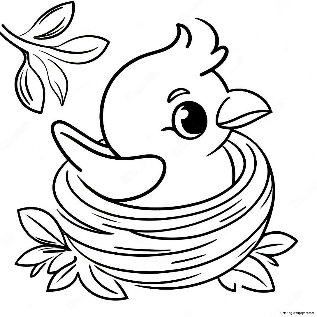 Adorable Baby Bird Nesting Coloring Page 43261