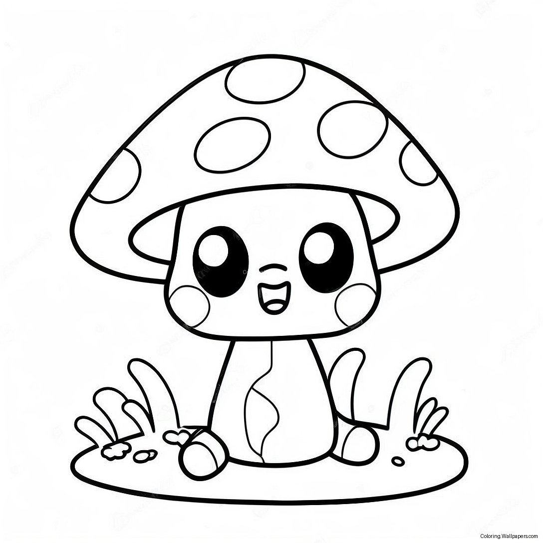 Adorable Cartoon Mushroom Coloring Page 26141