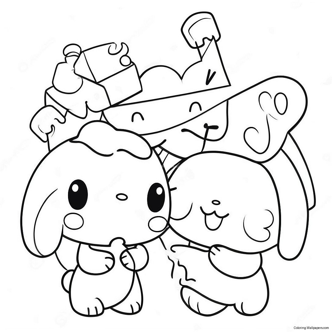 Page À Colorier De Cinnamoroll Adorable Avec Des Amis 12318