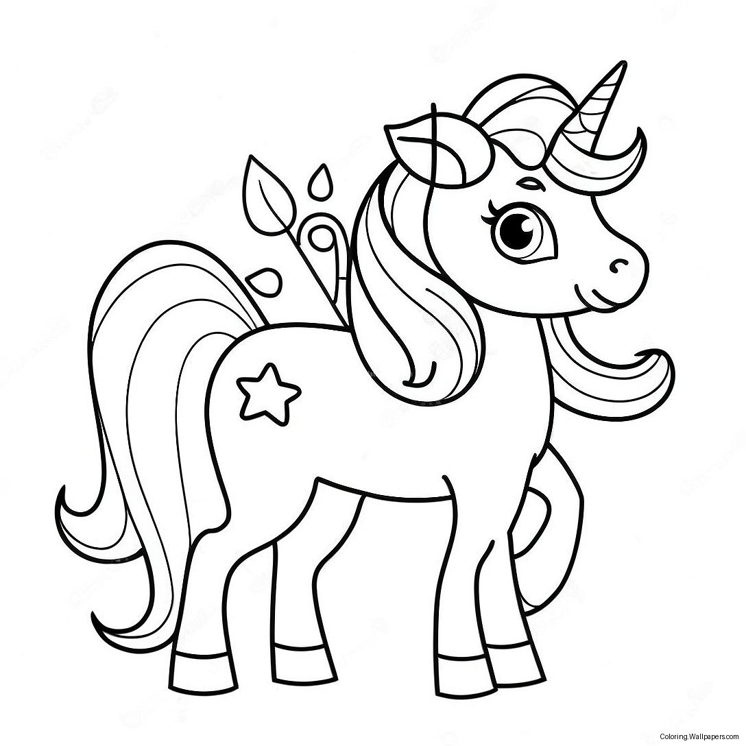 Pagina Da Colorare Di Un Adorabile Unicorno Carino 11217