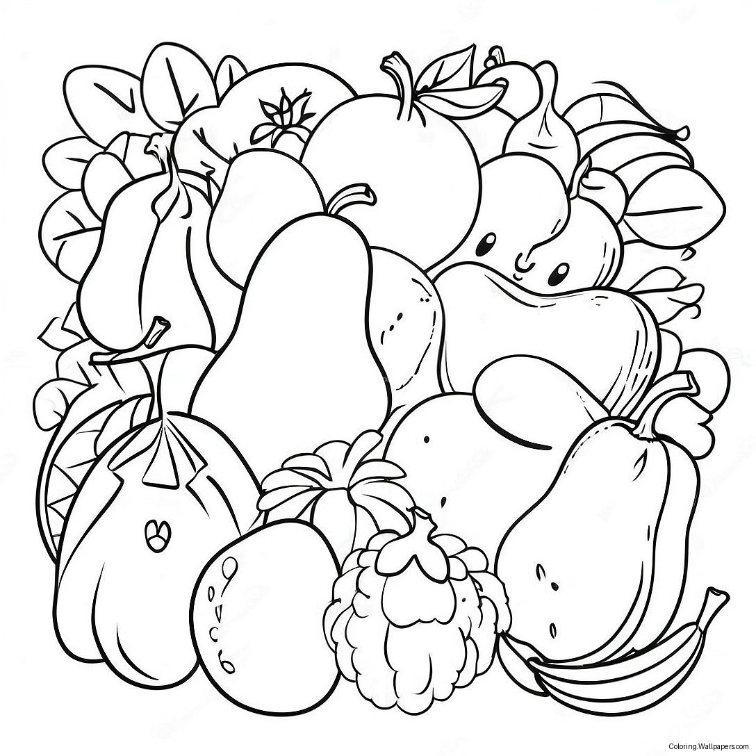 Page À Colorier Fruits Et Légumes Adorables 4179