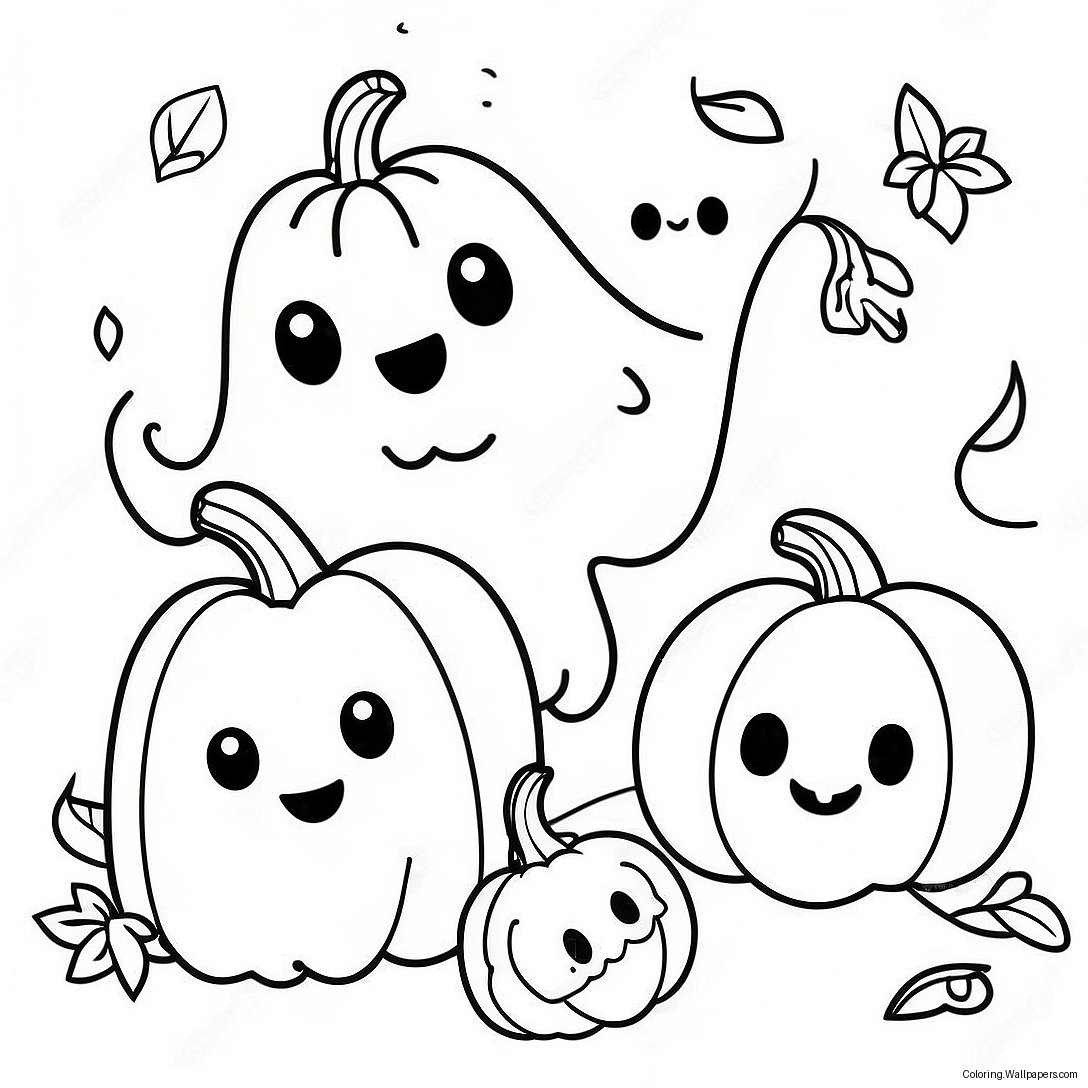 Adorable Ghosts And Pumpkins Coloring Page 29537