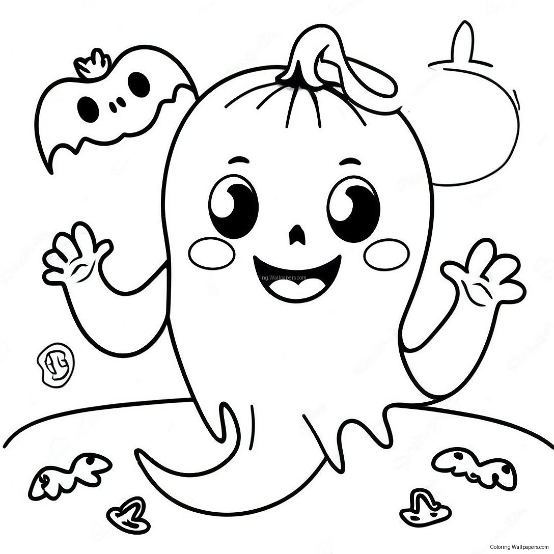 Página Para Colorear De Un Adorable Fantasma De Halloween 20144