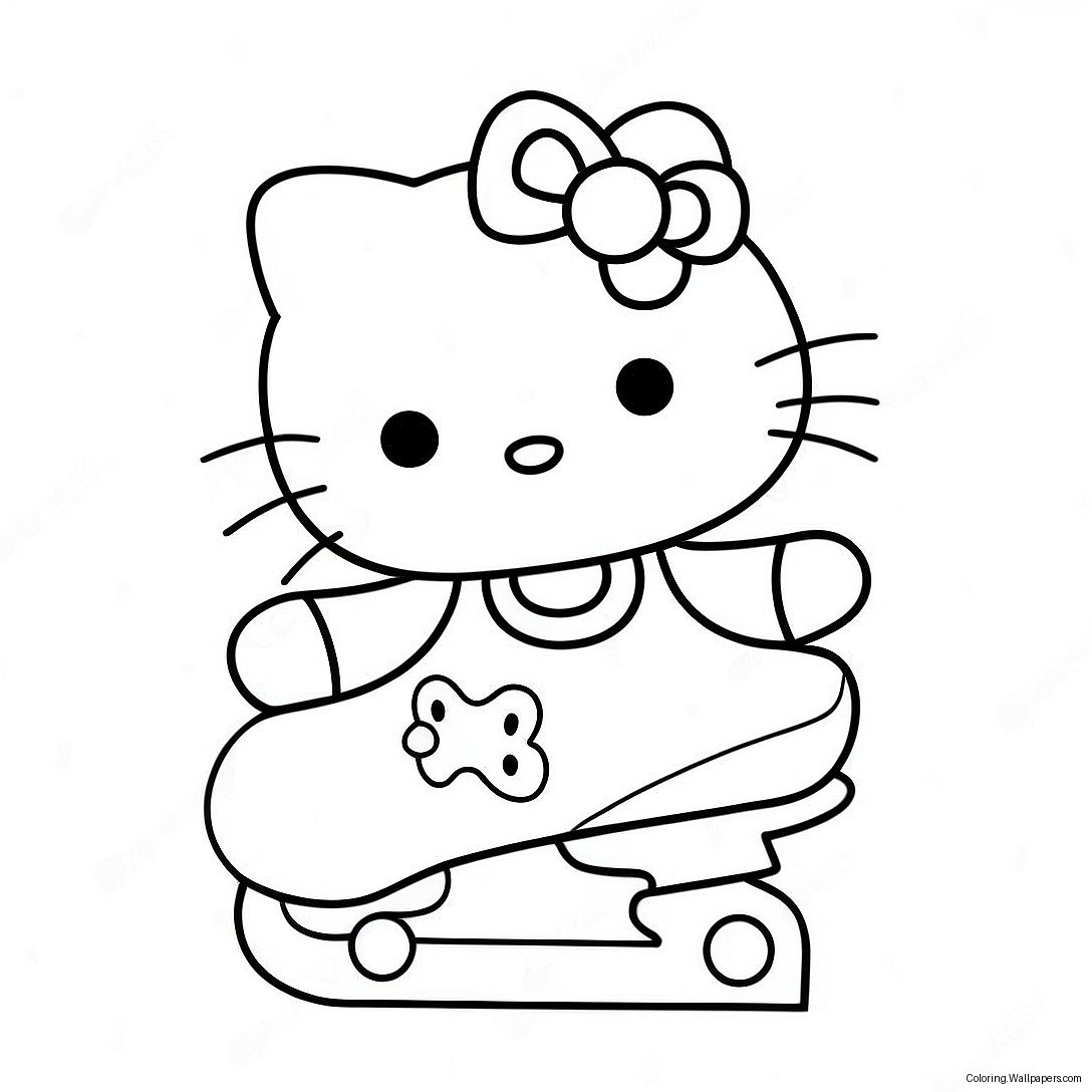 Página Para Colorear De Hello Kitty Patinando Sobre Hielo Adorable 42597