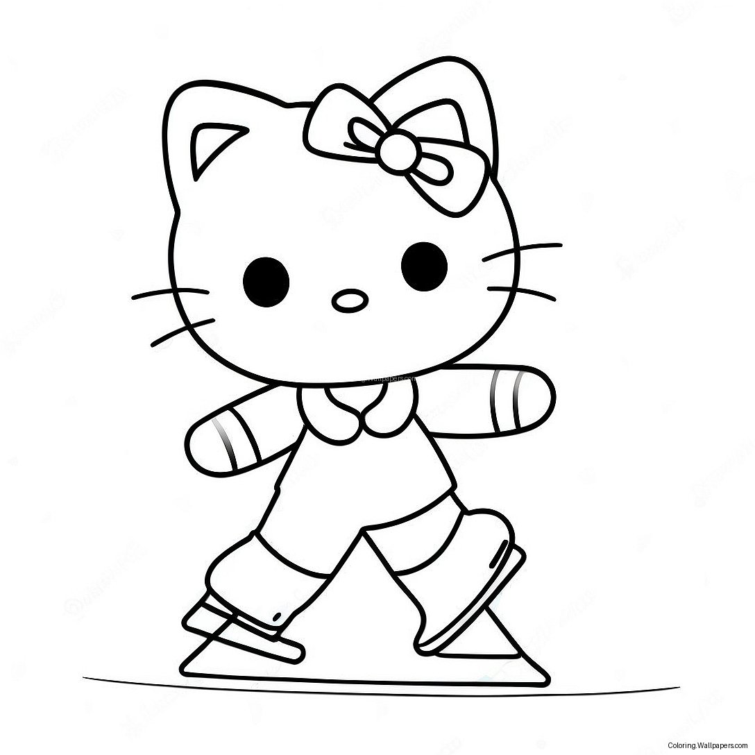 Página Para Colorear De Hello Kitty Patinando Sobre Hielo Adorable 42598