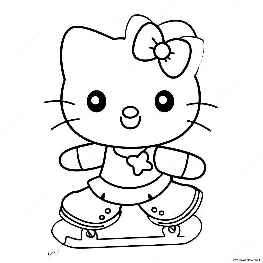 Adorable Hello Kitty Ice Skating Coloring Page 42599