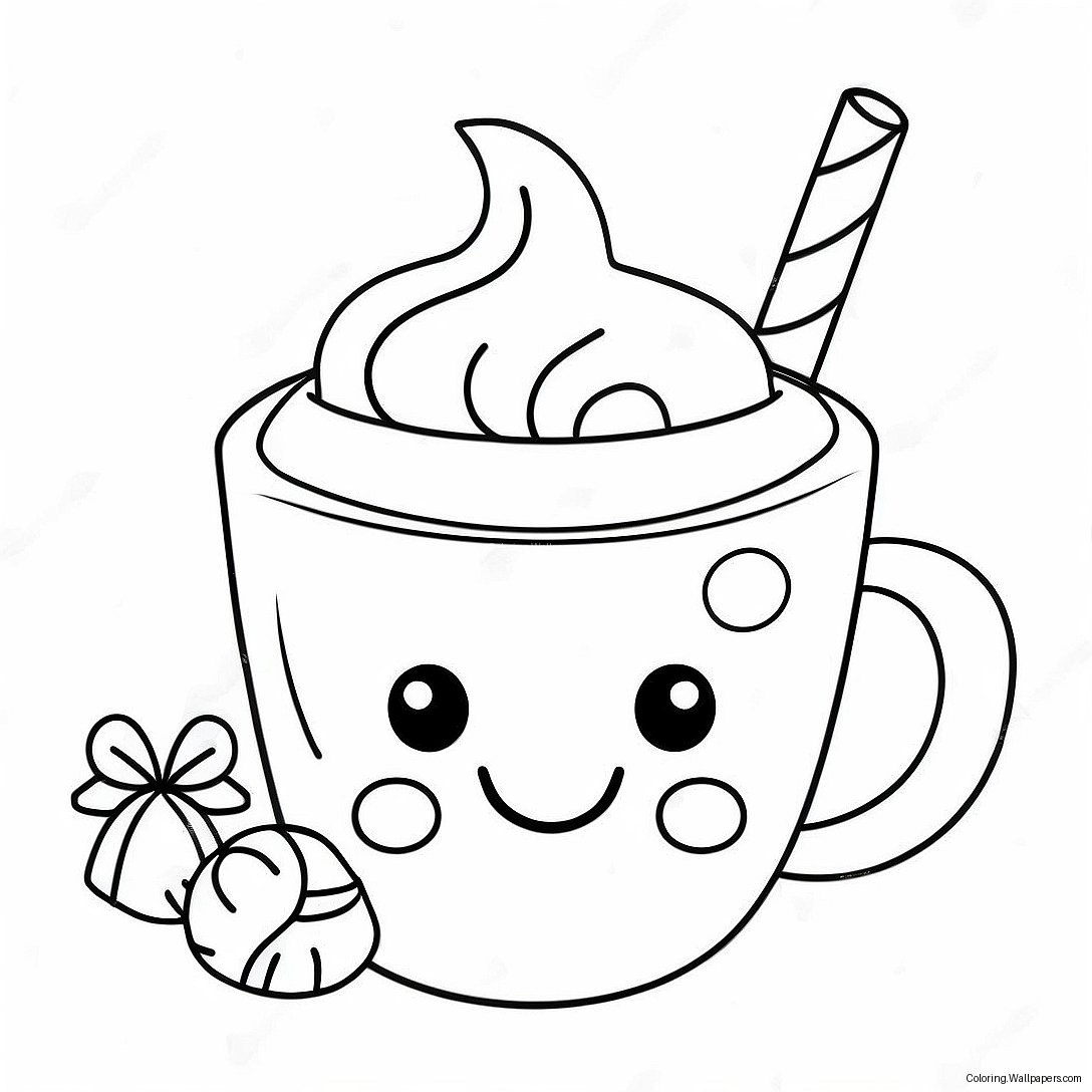 Adorable Hot Chocolate With Marshmallows Coloring Page 5928