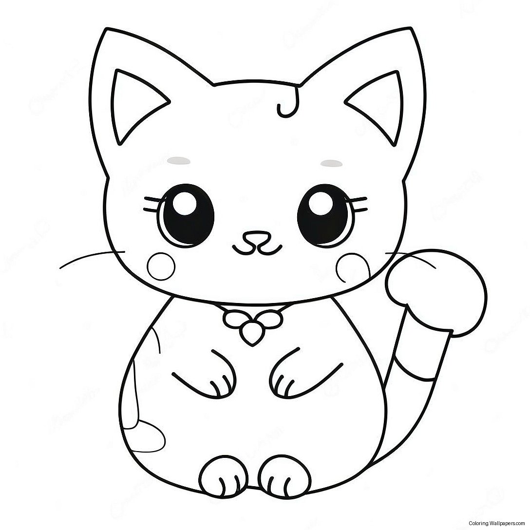 Página Para Colorir De Garota Gato Kawaii Adorável 1360