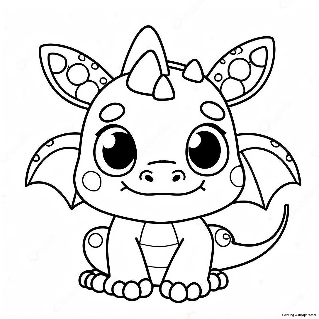 Liebenswerter Kawaii Drache Mit Funkelnden Augen Ausmalbild 27241